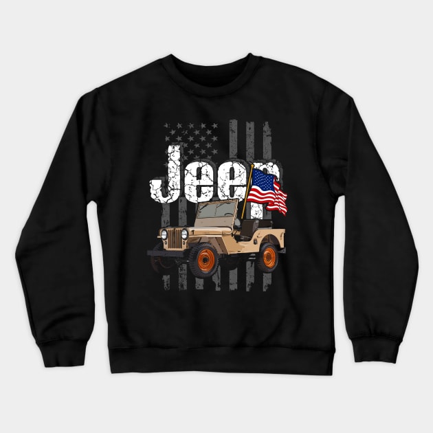 Jeep CJ-2A Jeepcar JEEP Flag Crewneck Sweatshirt by alex77alves